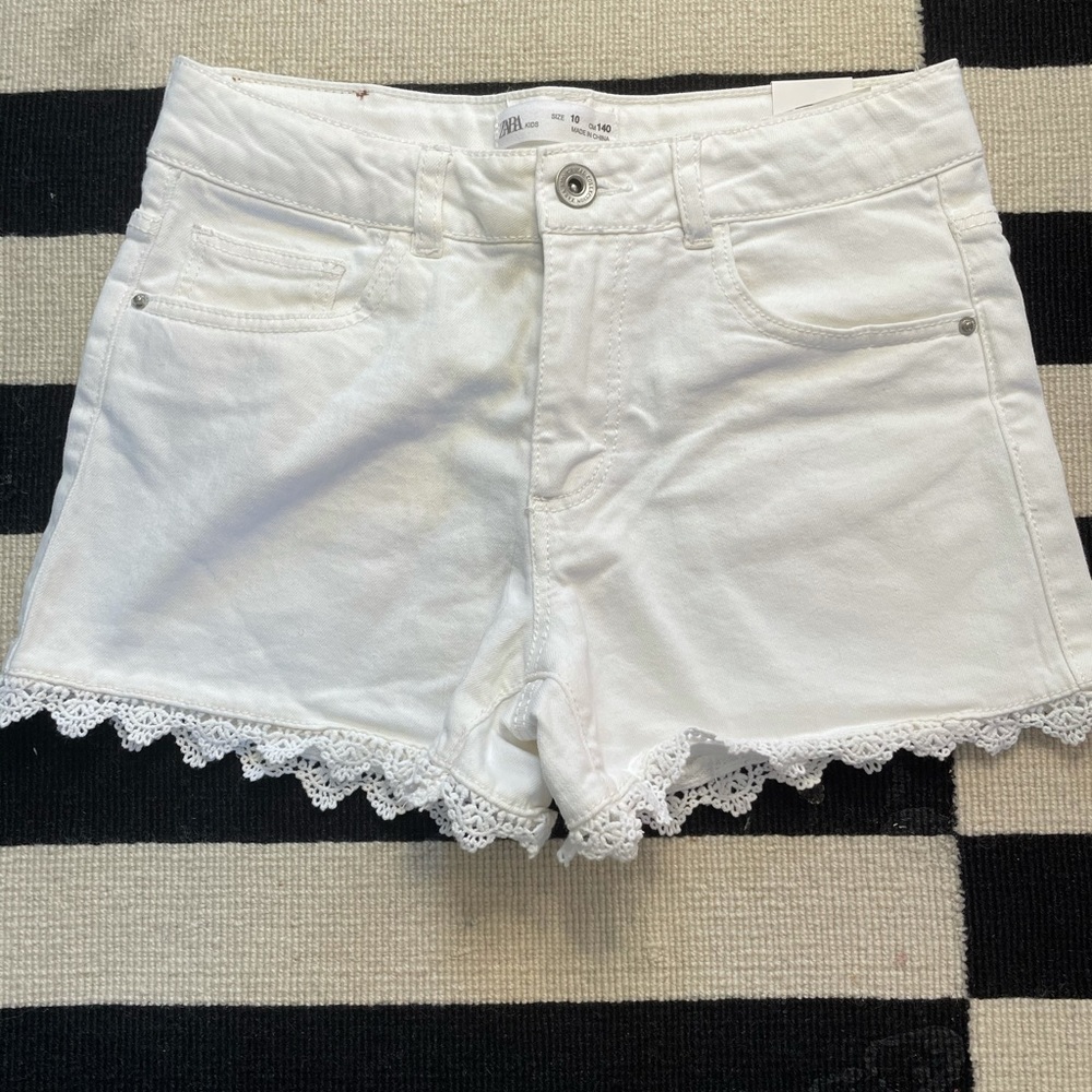 White jean shorts